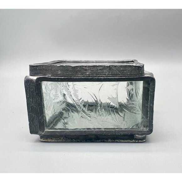 Textured Clear Glass Jewelry Trinket Box Hinged Etched Rose Design 2.5" x 2.5" - Picture 4 of 9